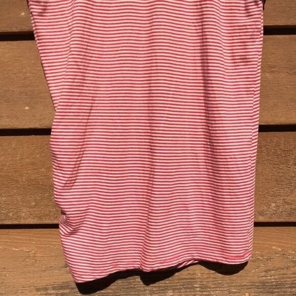 Vince Red & Tan Striped Top Front Pulled Detail Casual Shot Sleeve Shirt Size S - Picture 7 of 8